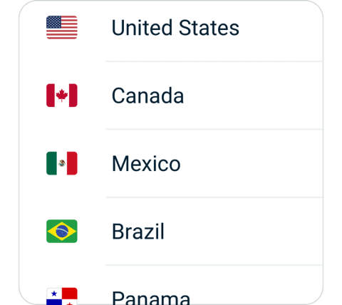 TFT connect step 2, choose VPN server location